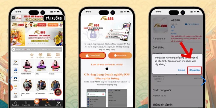 Hướng dẫn cài đặt trên IOS
Truy cập link AE888 để vào trang chủ chính hãng. Tại đây, hãy chọn mục ‘’app’’ hiển thị trên thanh công cụ.
Quét mã QR xác nhận cài đặt về máy tại phiên bản dành cho hệ điều hành IOS.
Cấp quyền truy cập cho ứng dụng bằng cách vào mục ‘’cài đặt’’, chọn ‘’cài đặt chung’’, tiếp tục nhấn vào ‘’quản lý thiết bị’’ rồi chọn ‘’tin cậy ứng dụng AE888’’ để hoàn tất.
Sau khi cài đặt và xác minh thành công, anh em chỉ cần mở app, đăng nhập tài khoản là đã có thể bắt đầu chơi game, cá cược trực tuyến rồi đấy.